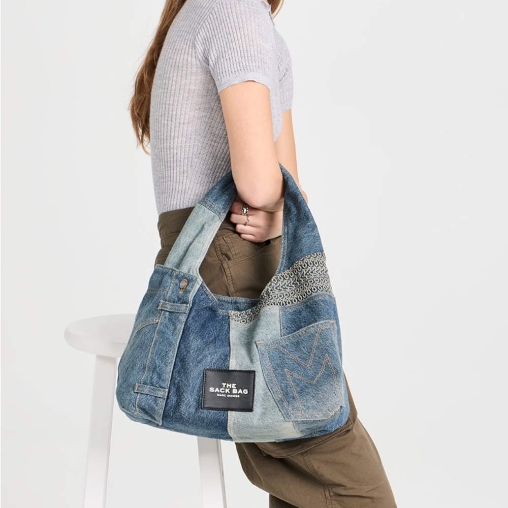 Marc Jacobs Patchwork Denim Sack bag Blue Multi-Panel Hobo $695 - Picture 2 of 12